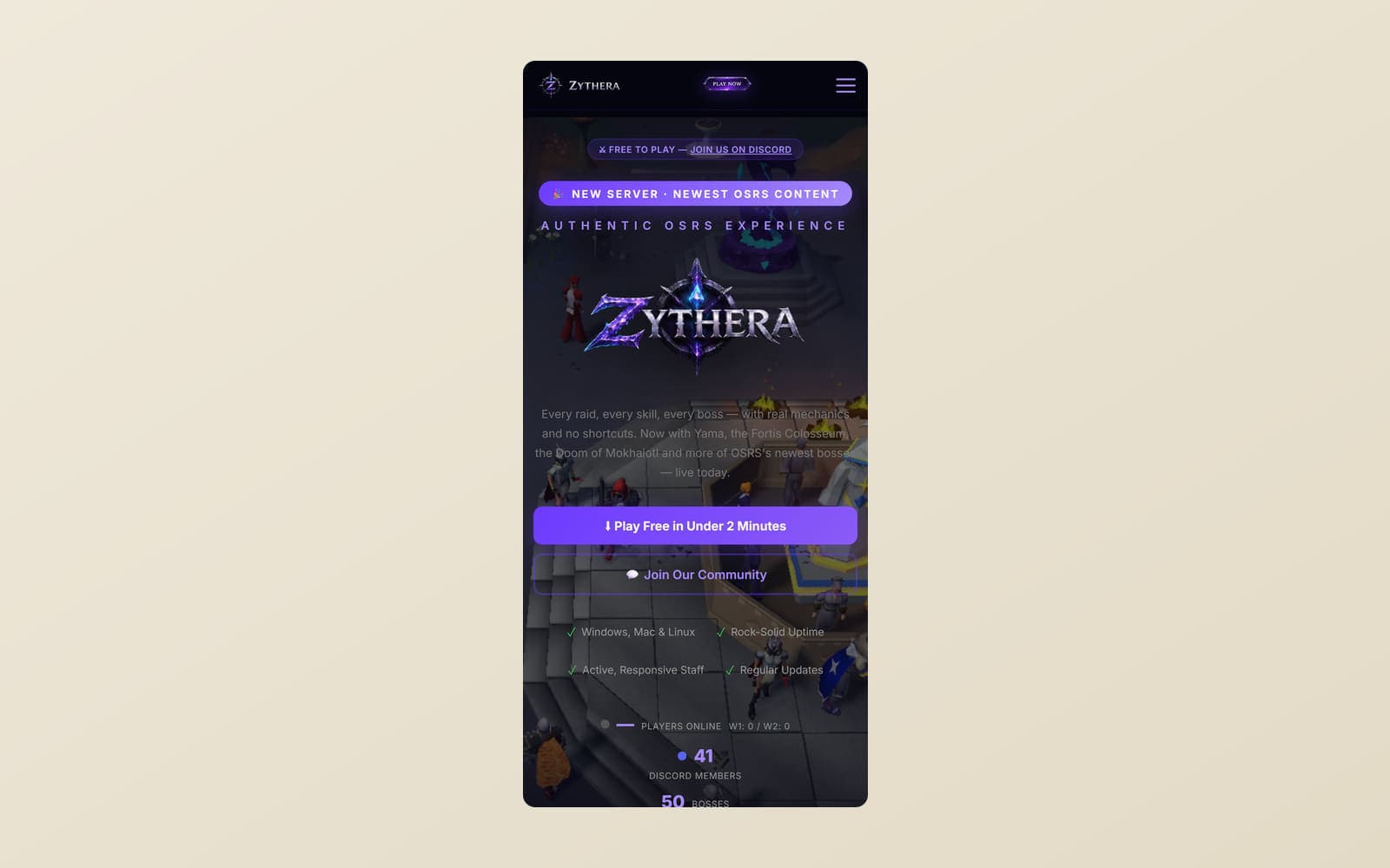 תצוגת המובייל של אתר Zythera